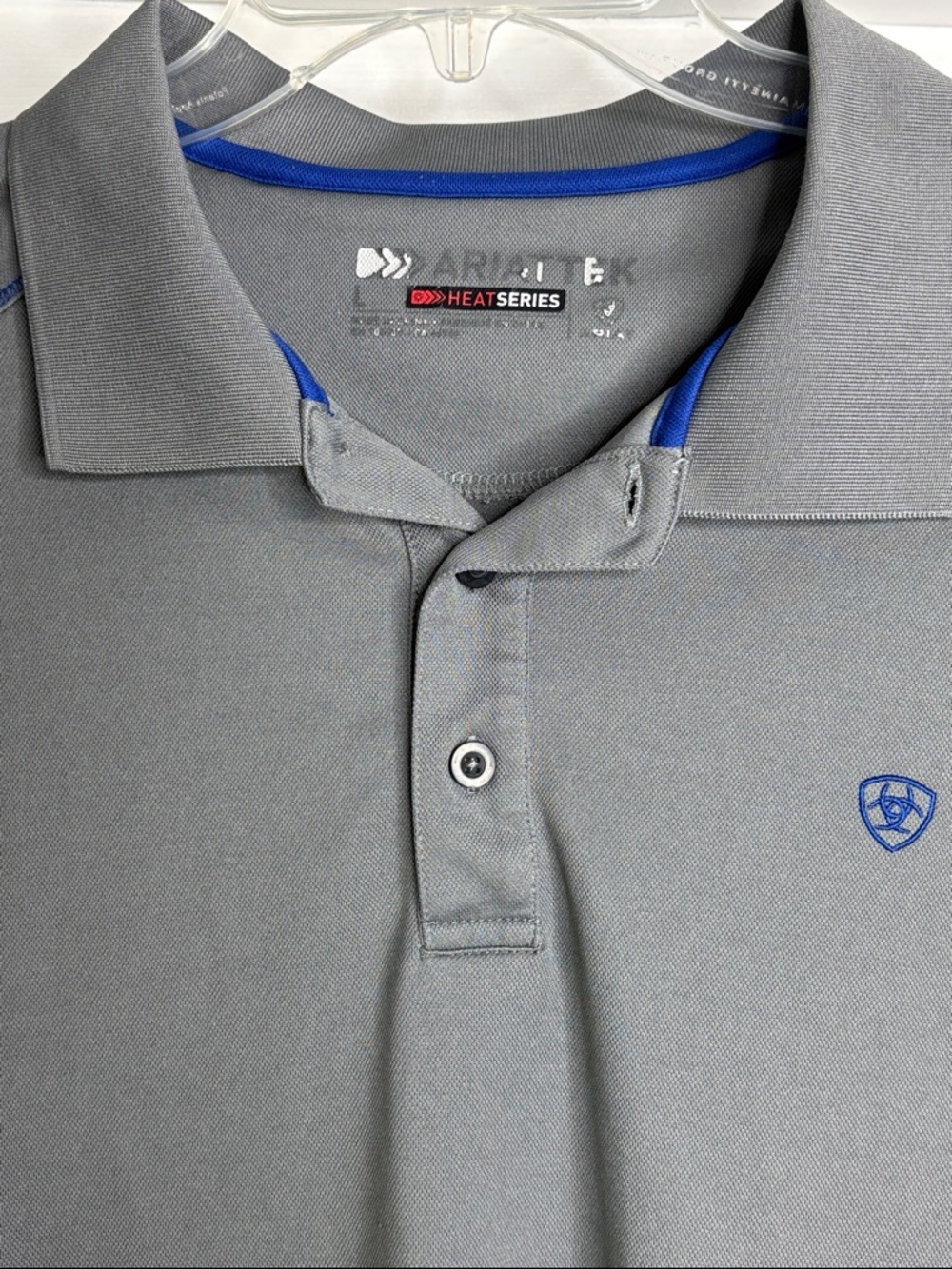 Ariat Men’s Gray Polo with Blue Accents large